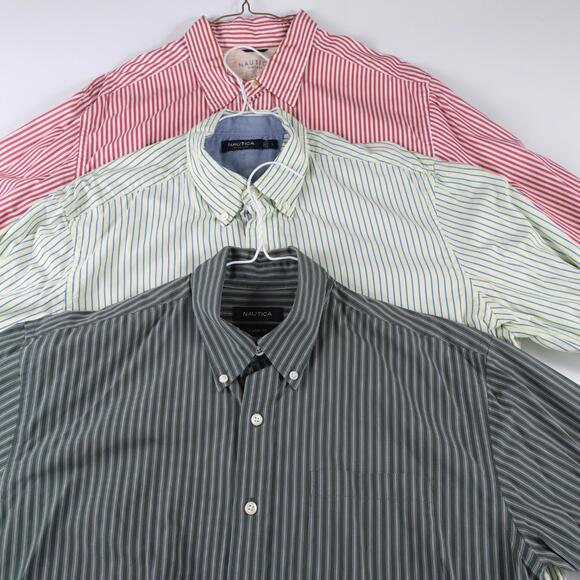 Men's LOT OF 3 Nautica Long Sleeve Button Down Shirts SIZE L Large Striped - Picture 1 of 6